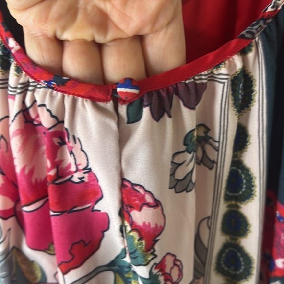 ANTHROPOLOGIE VANESSA VIRGINIA Persian Red Rose Patchwork Tassel Dress Size XS - Picture 8 of 16